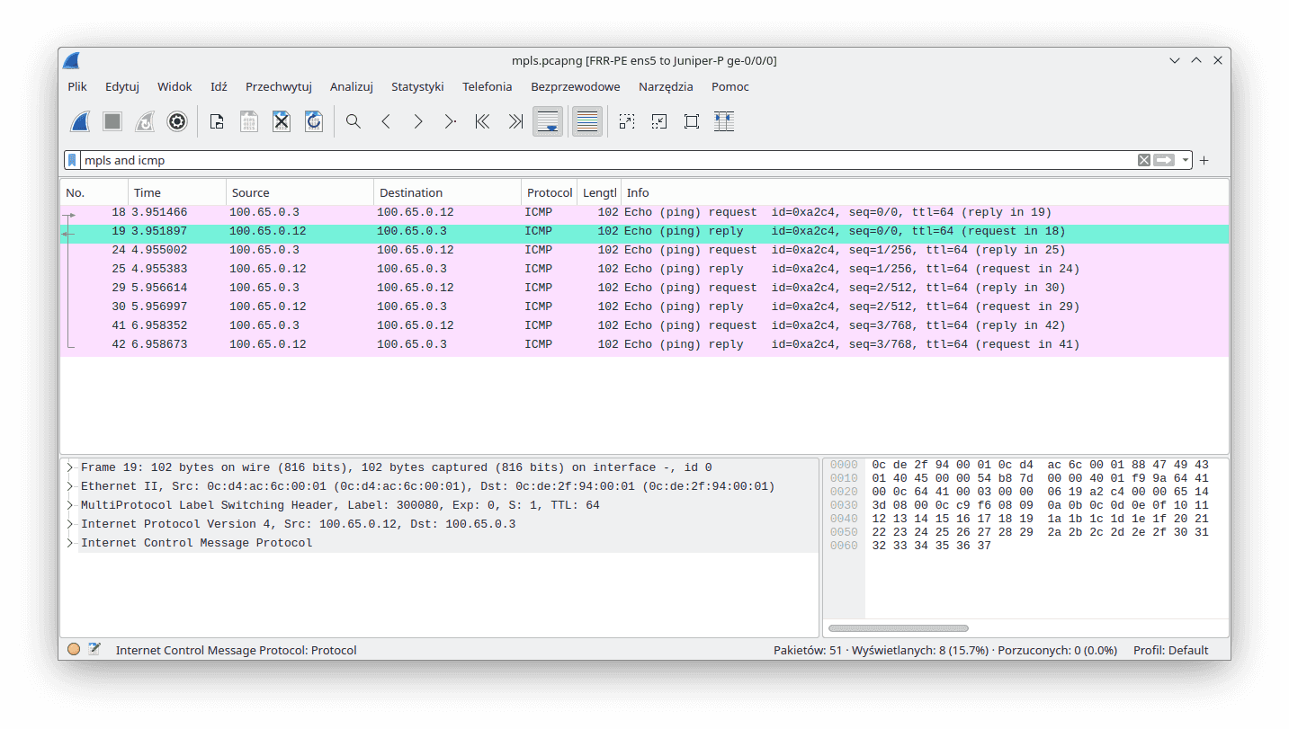 Wireshark capture in POP/PUSH/SWAP scenario part 2/2