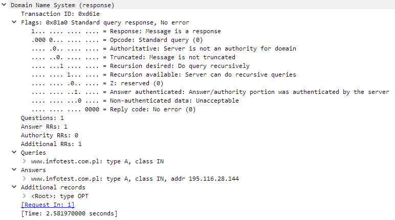 DNS response message DNS response message