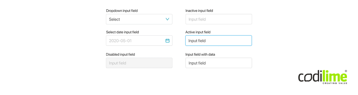 All types of input fields All types of input fields