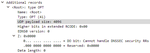 EDNS0 OPT record EDNS0 OPT record