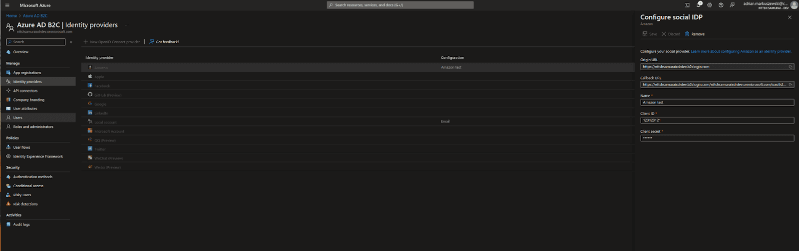 Amazon identity provider Amazon identity provider