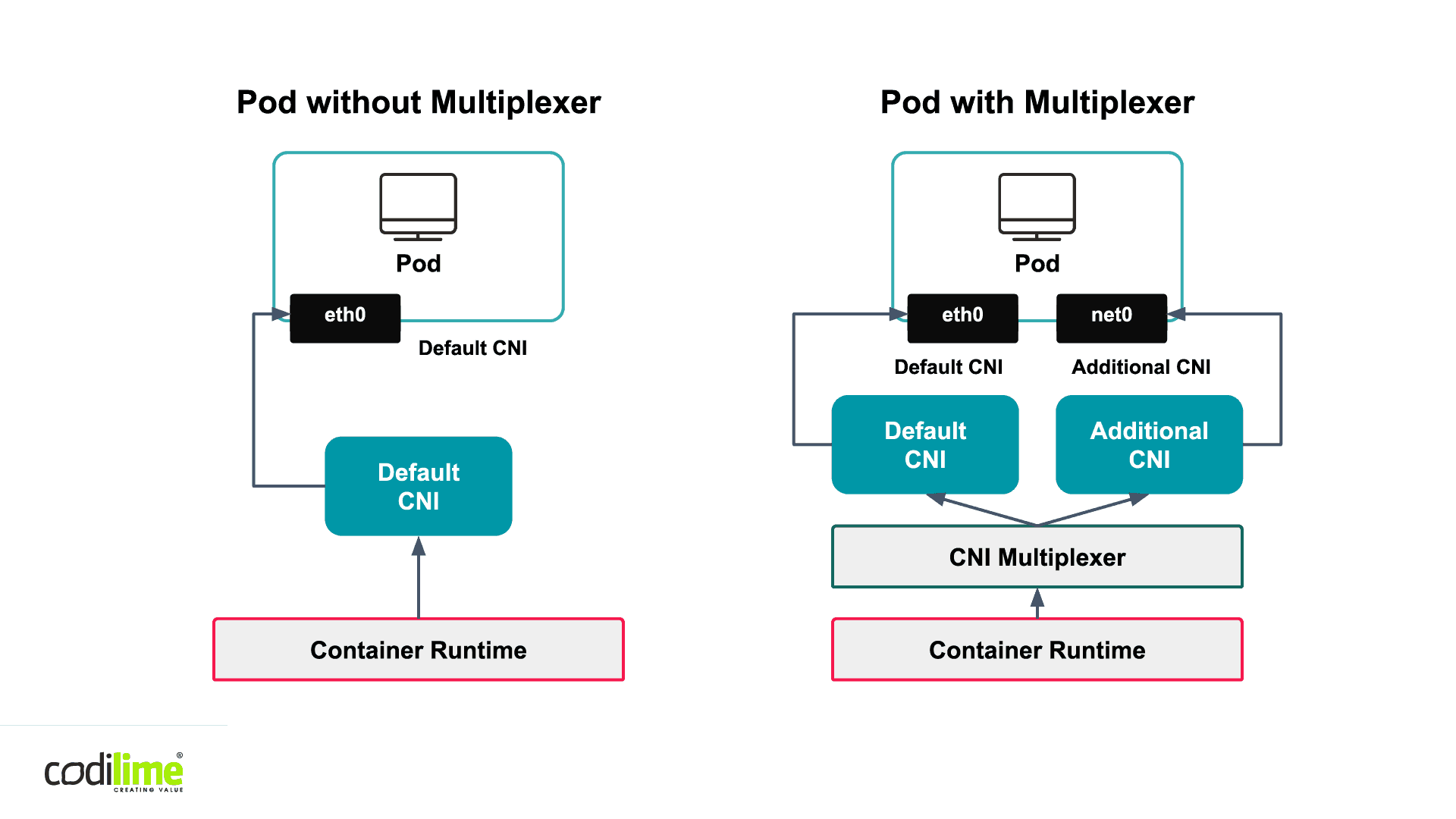 Pod with CNI multiplexer Pod with CNI multiplexer